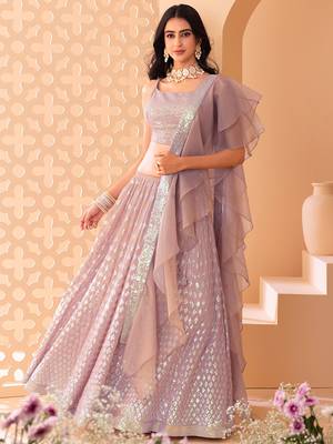 Fabulous Pink Embroidered Georgette Reception Wear Lehenga Choli 1