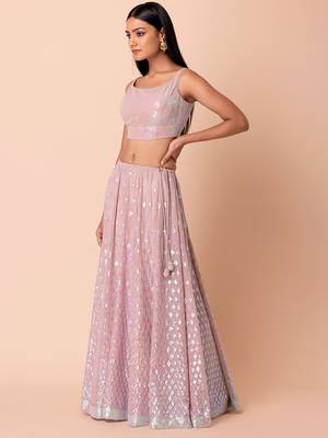 Fabulous Pink Embroidered Georgette Reception Wear Lehenga Choli 2