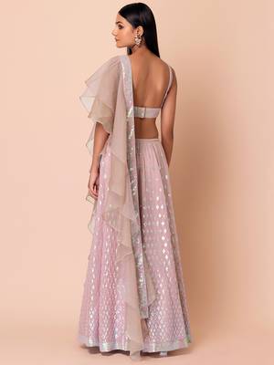 Fabulous Pink Embroidered Georgette Reception Wear Lehenga Choli 3