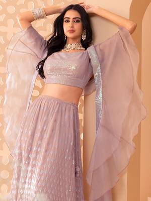 Fabulous Pink Embroidered Georgette Reception Wear Lehenga Choli 5