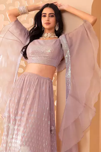 Fabulous Pink Embroidered Georgette Reception Wear Lehenga Choli