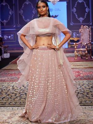Fabulous Pink Embroidered Georgette Reception Wear Lehenga Choli 6