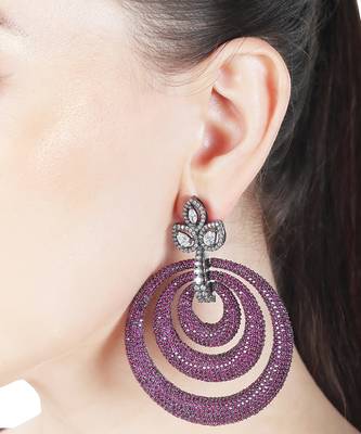 Pink kundan dangler earrings 2