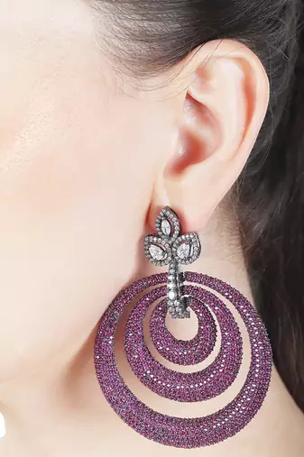 Pink kundan dangler earrings