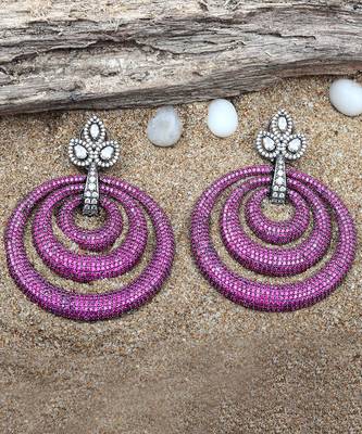 Pink kundan dangler earrings 3