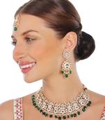 Emerald green meenakari kundan choker set