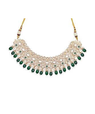Emerald green meenakari kundan choker set 3