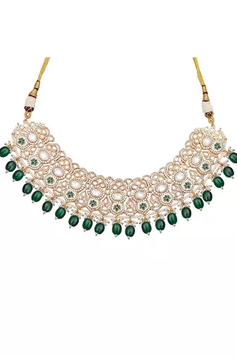 Emerald green meenakari kundan choker set