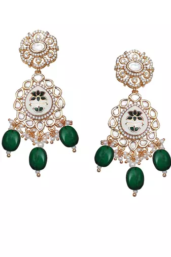 Emerald green meenakari kundan choker set