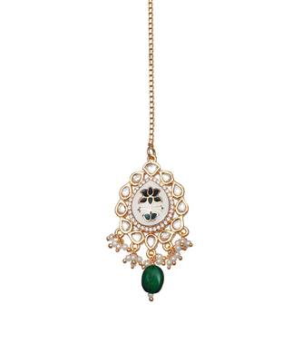 Emerald green meenakari kundan choker set 5