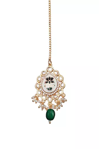 Emerald green meenakari kundan choker set