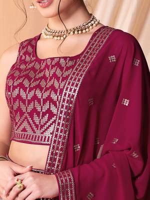 Stunning Dark Pink Sequins Georgette Lehenga Choli With Dupatta 7