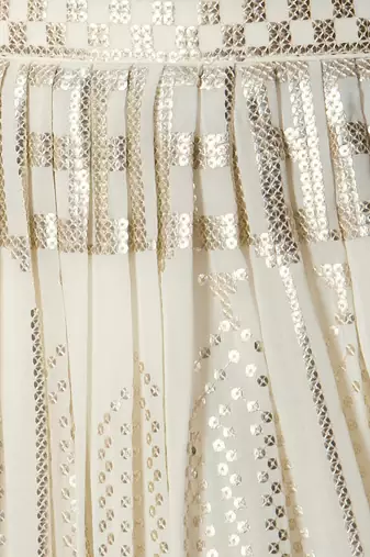 White Georgette Sequins Semi-Stitched Wedding Lehenga Choli 