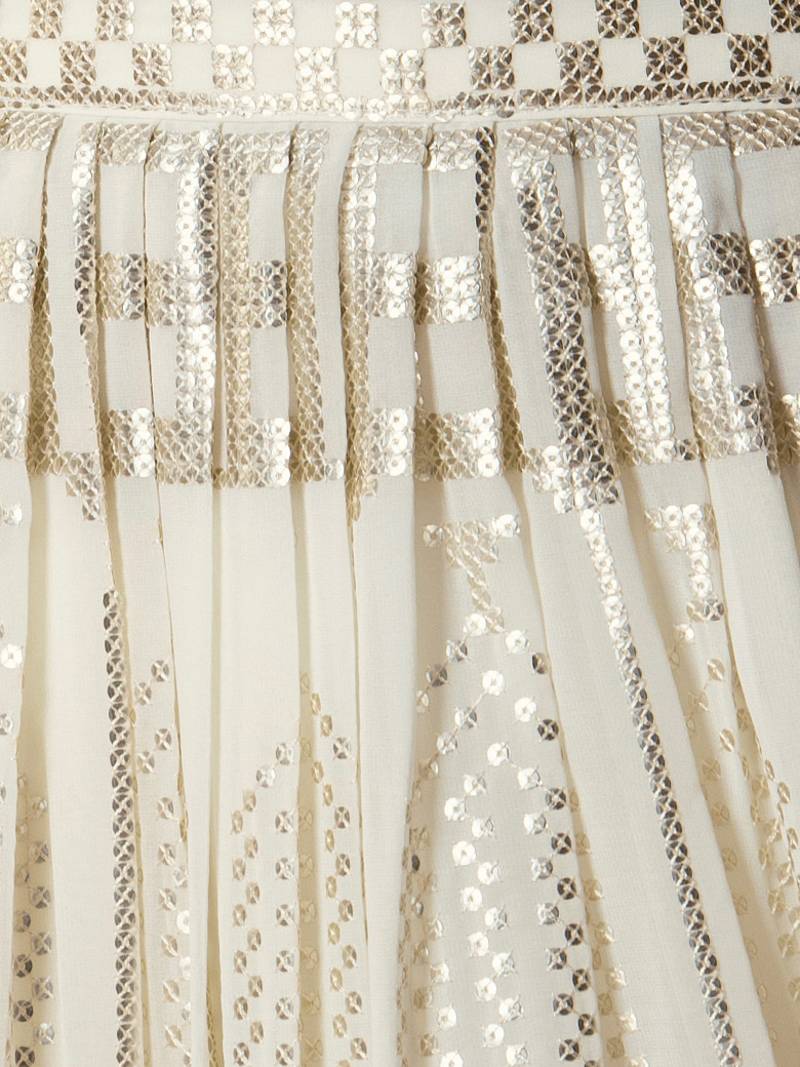 White Georgette Sequins Semi-Stitched Wedding Lehenga Choli 