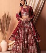 Lovely Maroon Sequins Georgette Sangeet Wear Lehenga Choli With Dupatta
