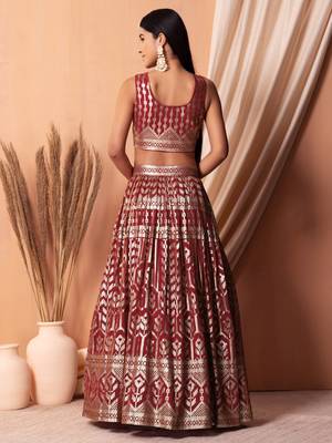  maroon sequins georgette lehenga set choli with dupatta with dupatta 4