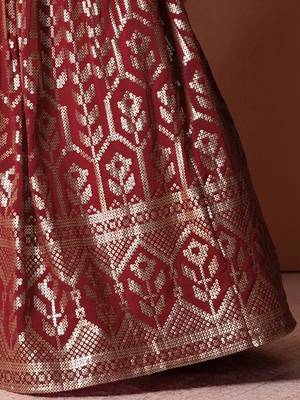  maroon sequins georgette lehenga set choli with dupatta with dupatta 6