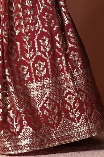  maroon sequins georgette lehenga set choli with dupatta with dupatta