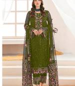 Oliv green pakistani suite with embroidery work