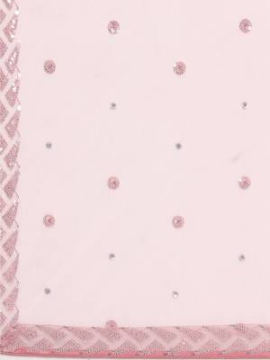 pink sequins net lehenga set choli with dupatta with dupatta 4