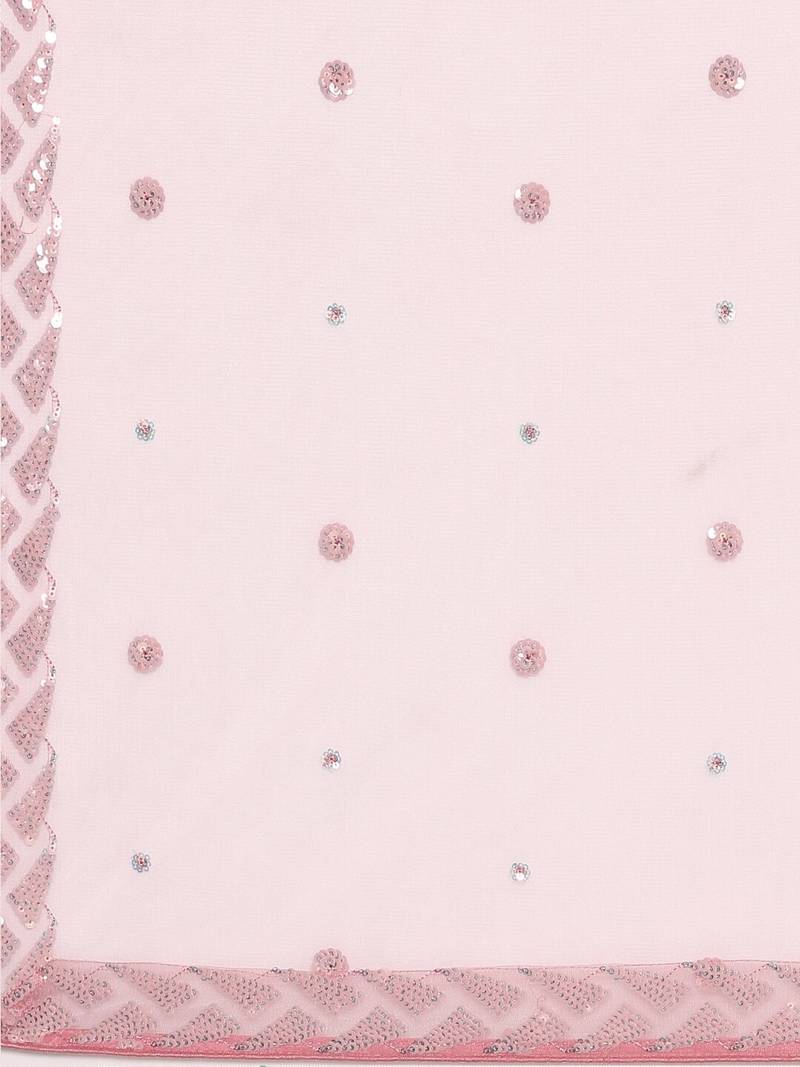 Outstanding Pink Sequins Net Lehenga Choli With Dupatta