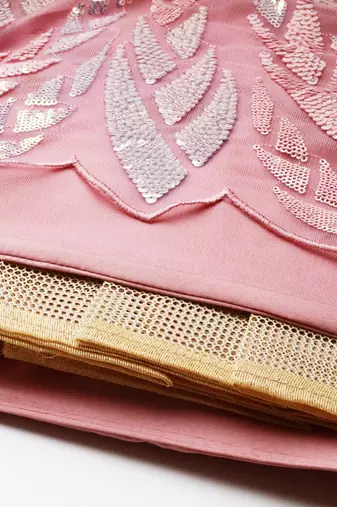pink sequins net lehenga set choli with dupatta with dupatta