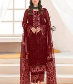 Maroon pakistani suite with embroidery work