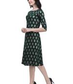 Dark Green Rayon Foil Print Women's A-line Kurta