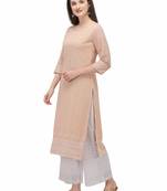 Light Orange Georgette Embroidered Women's Straight Kurta