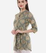 Pista Muslin Foil Print Women's A-line Kurta