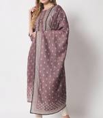 Light Brown Embellished Silk Blend  Kurta pant  with Dupatta Set