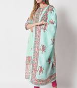 Light Mint Tribal Print Silk Blend Women's Kurta, Pyjama & Dupatta Set