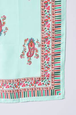 Light Mint Tribal Print Silk Blend Women's Kurta, Pyjama & Dupatta Set 6