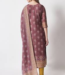 American Brown Embellished Silk Blend Women's Kurta, Pyjama & Dupatta Set
