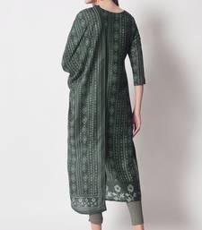 Army Green Embellished Silk Blend Women's Kurta, Pyjama & Dupatta Set
