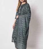 Army Green Embellished Silk Blend Women's Kurta, Pyjama & Dupatta Set