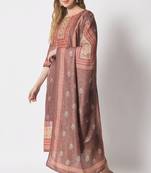 Maroon Brown Embellished Silk Blend Women's Kurta, Pyjama & Dupatta Set