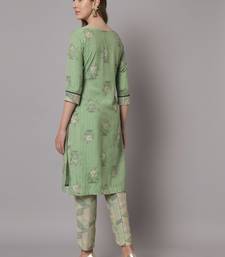 Light Pista Floral Print Viscose Women's Kurta and Pant Set