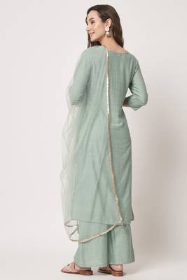Pista Embroidered Silk Blend  Kurta pant and Palazzo Set 2