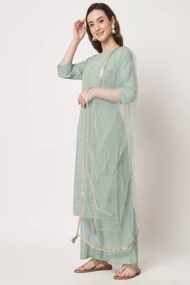 Pista Embroidered Silk Blend  Kurta pant and Palazzo Set 3