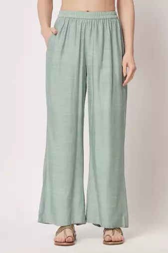 Pista Embroidered Silk Blend  Kurta pant and Palazzo Set