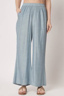 Sky Blue Embroidered Silk Blend  Kurta pant and Palazzo Set 5