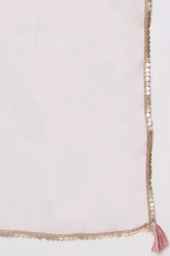 Peach Embroidered Silk Blend  Kurta pant and Palazzo Set
