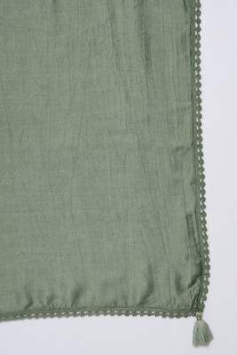 Dusty Green Embroidered Rayon Women's Kurta,Palazzo and Dupatta Set 6