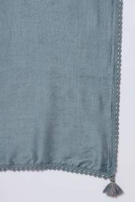 Grey Embroidered Rayon  Kurta Palazzo and Dupatta Set 6
