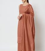 Rust Orange Embroidered Rayon Women's Kurta,Palazzo and Dupatta Set