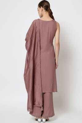Onion Embroidered Rayon  Kurta Palazzo and Dupatta Set 2