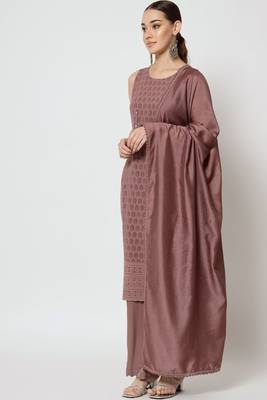 Onion Embroidered Rayon  Kurta Palazzo and Dupatta Set 1