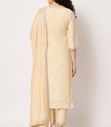 Cream Woven Silk Blend Women's Kurta, Pyjama & Dupatta Set