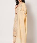 Cream Woven Silk Blend Women's Kurta, Pyjama & Dupatta Set
